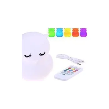 Lampička Sova Silikonová měkká noční LED lampička RBG + dálkový ovladač ZA3295 univerzální