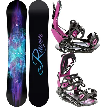 Snowboard RAVEN Snowboard set Raven Aura + vázání Raven FT360 135cm RŮŽOVÁ|ZELENÁ|ČERNÁ 2023