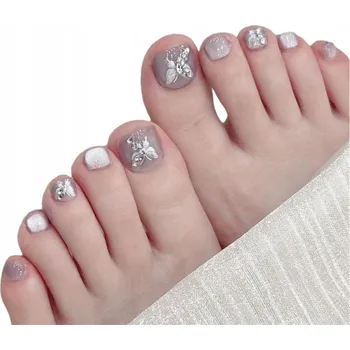 Nalepovací nehty Cat Eye s kamínky, na pedikúru, velikost L