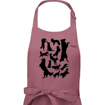 Kuchyňská zástěra Border kolie siluety - Dámská zástěra na vaření - Univerzální velikost ( Starorůžová )