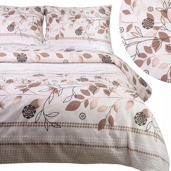 Povlečení Povlečení bavlněné 220x200 BAVLNA 100% béžové s pastelovými listy a puntíky
