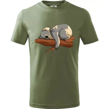 Koala na větvi - Tričko dětské bavlněné - 98 cm / 2 roky ( Khaki )