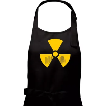 Kuchyňská zástěra Radioaktivita - silueta města - Pánská zástěra na vaření - Univerzální velikost ( Černá )