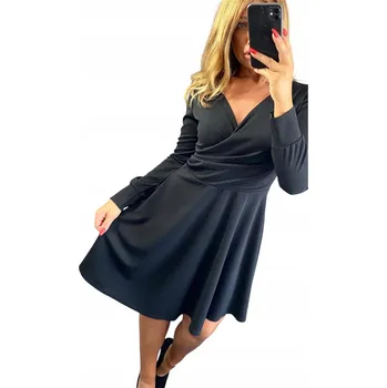 Dámské šaty V567 ŠATY ŠATY S DLOUHÝM RUKÁVEM, vel. 44 (2XL)