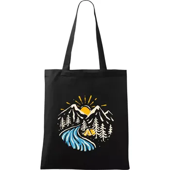 Stan u řeky - Taška bavlněná - 42 x 38 cm ( Černá )