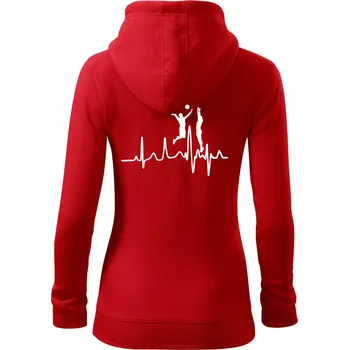 Dámská mikina EKG volejbalisti muži - Dámská mikina trendy zipper s kapucí - M ( Červená )