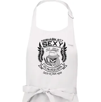 Kuchyňská zástěra Nesnáším být sexy - traktorista - Pánská zástěra na vaření - Univerzální velikost ( Bílá )