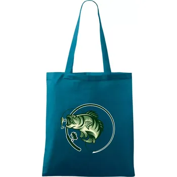 Ryba s prutem - Taška bavlněná - 42 x 38 cm ( Petrolejová )