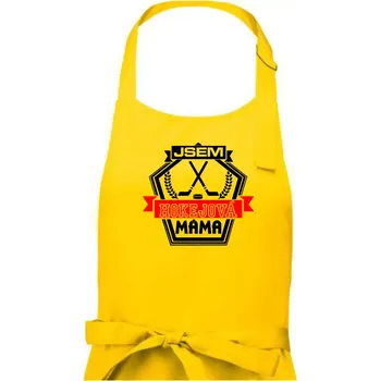 Kuchyňská zástěra Jsem hokejová máma - hokejky - Dámská zástěra na vaření - Univerzální velikost ( Žlutá )
