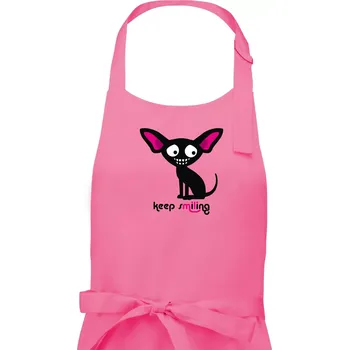 Kuchyňská zástěra Keep smiling Čivava (Hana-creative) - Pánská zástěra na vaření - Univerzální velikost ( Růžová )