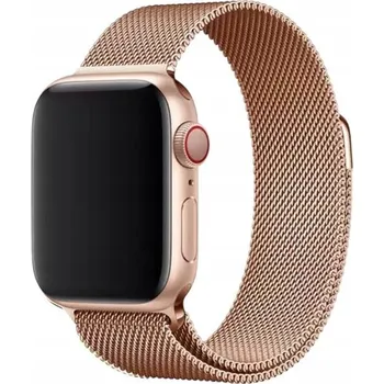 Řemínek na hodinky OCELOVÝ ŘEMÍNEK RŮŽOVÉ ZLATO MILÁNSKÝ TAH PRO APPLE WATCH 38/40/41 MM ELEGANTNÍ