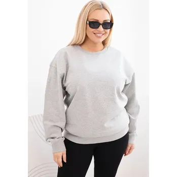 Dámské oblečení Kesi Dámská mikina s kroužkovým designem Plus Size bavlněná basic s kulatým výstřihem Barva: Šedá, Velikost: XL