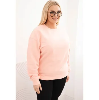 Dámská mikina Kesi Dámská mikina s kroužkovým designem Plus Size bavlněná basic s kulatým výstřihem Barva: Růžová, Velikost: XL