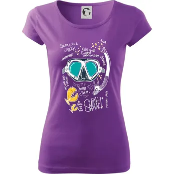 Dámské tričko Potapěčské brýle text - Dámské triko Pure - 2XL ( Fialová )