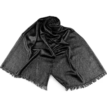 Šála Šátek / šála / pléd s lurexem 80x200 cm, střední, 5 šedá tmavá stříbrná