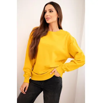 Dámská mikina Kesi Dámská mikina z bavlny basic s kulatým výstřihem Barva: Žlutá, Velikost: L
