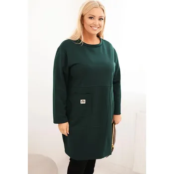 Dámské šaty Kesi Dámské šaty 1965 Plus Size s kapsou a 3/4 rukávem Barva: Zelená - tmavě, Velikost: UNI