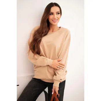 Dámská mikina Kesi Dámská mikina z bavlny basic s kulatým výstřihem Barva: Béžová, Velikost: S