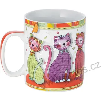 ChaCult EVI velký porcelánový jumbo hrnek tři veselé barevné kočky 750ml