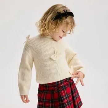 Dívčí mikina Reserved - Svetr s mašlemi - krémová - 768FH-01X - 768FH-01X-116