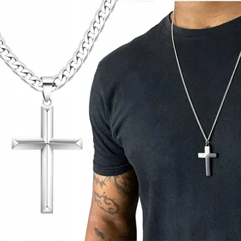 Řetízek ŘETÍZEK S KŘÍŽKEM Stříbrný Kříž Řetízek Náhrdelník ITALSKÝ DIAMANTOVÝ