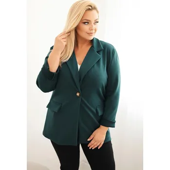 Kesi Dámské viskózové sako 21454 Plus Size s dlouhým rukávem a límcem Barva: Zelená, Velikost: UNI