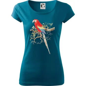 Dámské tričko Papoušek na listnatém stromě - Dámské triko Pure - L ( Petrolejová )