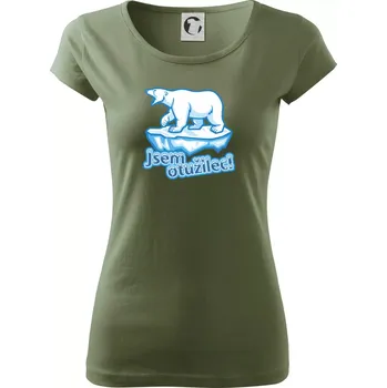 Dámské tričko Jsem otužilec - medvěd - Dámské triko Pure - M ( Khaki )