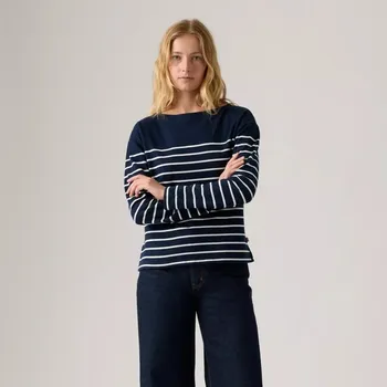 Dámský svetr LEVI'S® MAGNOLIA PRUHOVANÝ BAVLNĚNÝ TENKÝ SVETR-NAVY L