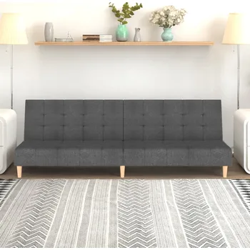 Pohovka zahrada-XL 2místná rozkládací pohovka světle šedá textil 375754