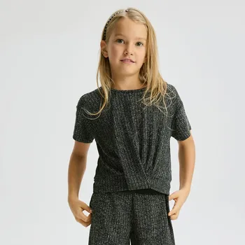 Dívčí tričko Reserved - Halenka s metalickou nití - černý - 492FT-99X - 492FT-99X-164