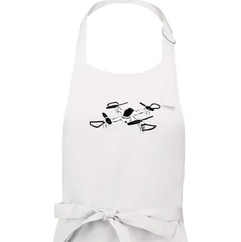 Kuchyňská zástěra Dron kresba - Dámská zástěra na vaření - Univerzální velikost ( Bílá )