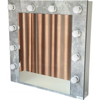 Zrcadlo ZRCADLO S OSVĚTLENÍM PRO MAKE-UP MYKAPE ŽÁROVKY SVÍTÍCÍ BETON BÍLÝ