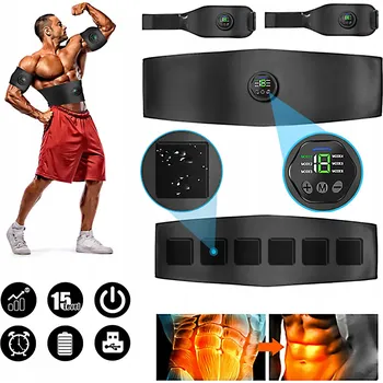 Masážní přístroj 2025 NOVÝ ELEKTROSTIMULÁTOR BŘIŠNÍCH SVALŮ EMS ABS ZEŠTÍHLUJÍCÍ PÁS