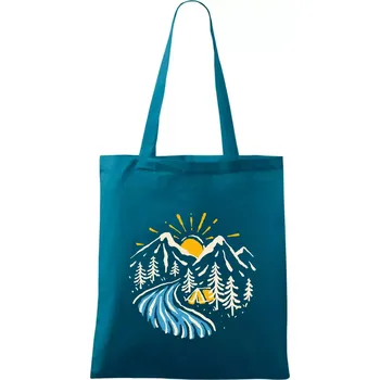 Stan u řeky - Taška bavlněná - 42 x 38 cm ( Petrolejová )