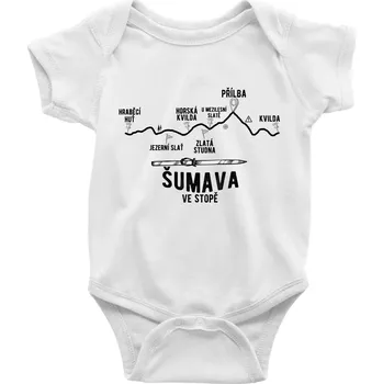 Kojenecký body Šumava ve stopě - Body kojenecké s krátkým rukávem - Krátký r. 6-12 mes ( Bílá )