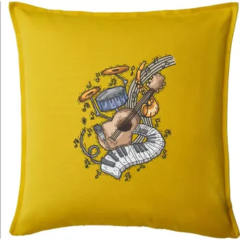 Polštář Hudební nástroje v notách - Polštář 50x50 - 50x50 - Pouze potah ( Žlutá )