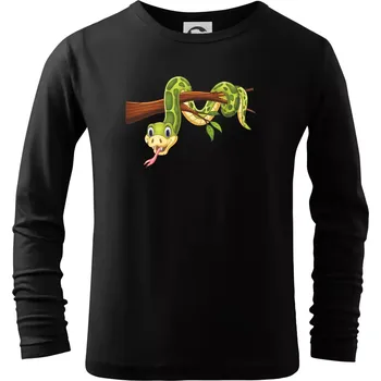 Chlapecké tričko Had na větvi - Triko dětské Long Sleeve - 146 cm/10 let ( Černá )