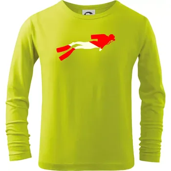 Chlapecké oblečení Potápěč vlajka - Triko dětské Long Sleeve - 146 cm/10 let ( Limetková )