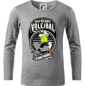 Chlapecké tričko Hraju pro radost volejbal a fakt dobře - Triko dětské Long Sleeve - 122 cm/6 let ( Tmavě šedý melír )