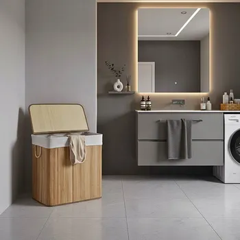 Koš na prádlo SKLÁDACÍ KOŠ NA TŘÍDĚNÍ PRÁDLA 3 KOMORY ORGANIZÉR NA PRANÍ