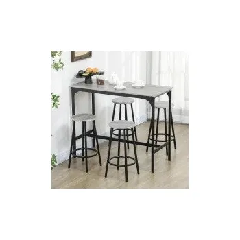 Barový stolek Barový stůl se 4 barovými židlemi | šedý