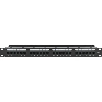 Serverovna Patch Panel 24x RJ45 Cat6 UTP s Držákem Kabelů