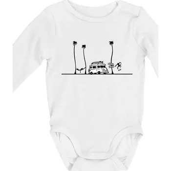 Surf on - Body kojenecké s dlouhým rukávem - Dlouhý r. do 3 měs ( Bílá )