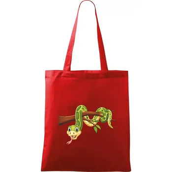 Nákupní taška Had na větvi - Taška bavlněná - 42 x 38 cm ( Červená )