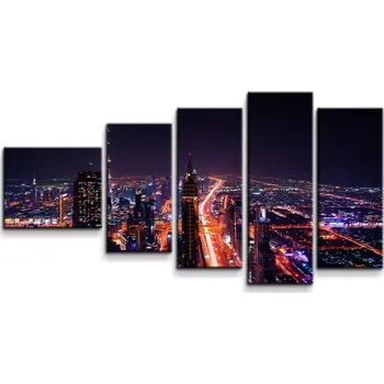Obraz Sablio Obraz - 5-dílný Rozsvícené město - 100x60 cm