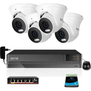 DVR/NVR/HVR záznamové zařízení Sledovací sada 4 kamer Kenik 4MPx s duálním osvětlením 1TB disk