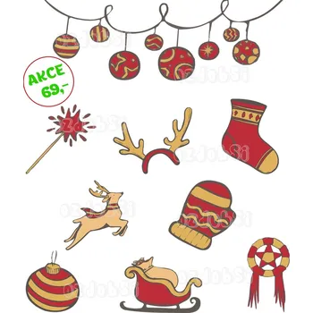 Jedlá dekorace na dort Vánoce 1 - jedlý papír - Jedlý papír / Bez decor gelu