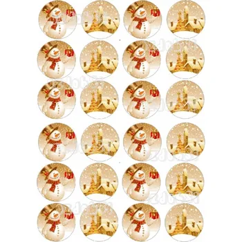 Jedlá dekorace na dort Vánoce 9 Ø45 mm - jedlý papír - Jedlý papír / Bez decor gelu