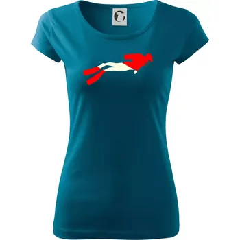 Dámské tričko Potápěč vlajka - Dámské triko Pure - S ( Petrolejová )